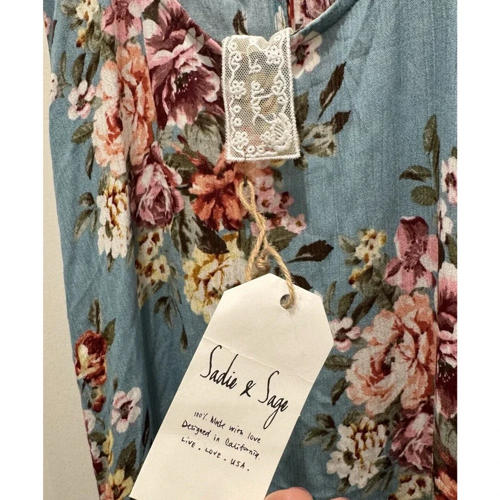 Sadie & Sage Dress Teal Floral Dress - Size M - See Pics/Missing Buttons - Picture 8 of 11